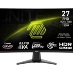 MSI MAG 276CXF Gaming Monitor 27" FHD 1500R Curved Display | VA Panel | 280Hz Refresh Rate | 80% Adobe RGB, 78% DCI-P3 & 102% sRGB | 1.07B Display Colors | 0.5ms Response Time | 2 x HDMI 2.0b & 1 x DP 1.4a | 1 Year Warranty