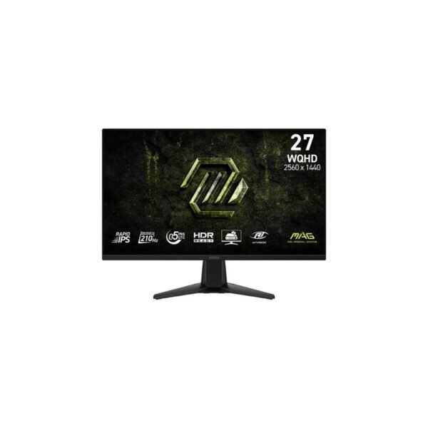 MSI MAG 275QF E21 Gaming Monitor 27" WQHD Rapid IPS Display | 210Hz (OC) | 16:9 | 1.07B Colors | 121% sRGB, 95% DCI-P3, 94% Adobe RGB | DisplayHDR 400 | HDMI 2.0b, DP 1.4a | Adjustable Tilt | VESA Mount Compatibility | 1 Year Warranty