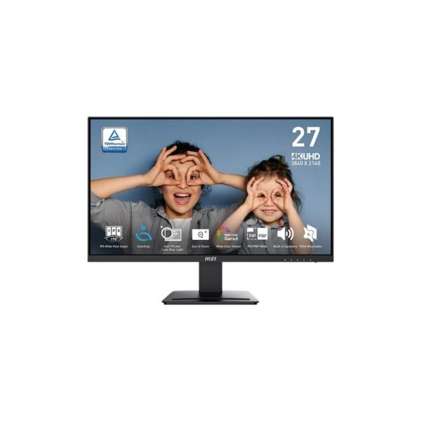 MSI Pro MP273U Business & Productivity Monitor 27" 4K UHD IPS Display | 60Hz | 1.07B Color | 16:9 | 130% sRGB, 98% DCI-P3, 93% Adobe RGB | 2 x HDMI 2.0b,1 x DisplayPort 1.4a | Tilt Adjustable | HDR Ready | 1 Year Warranty